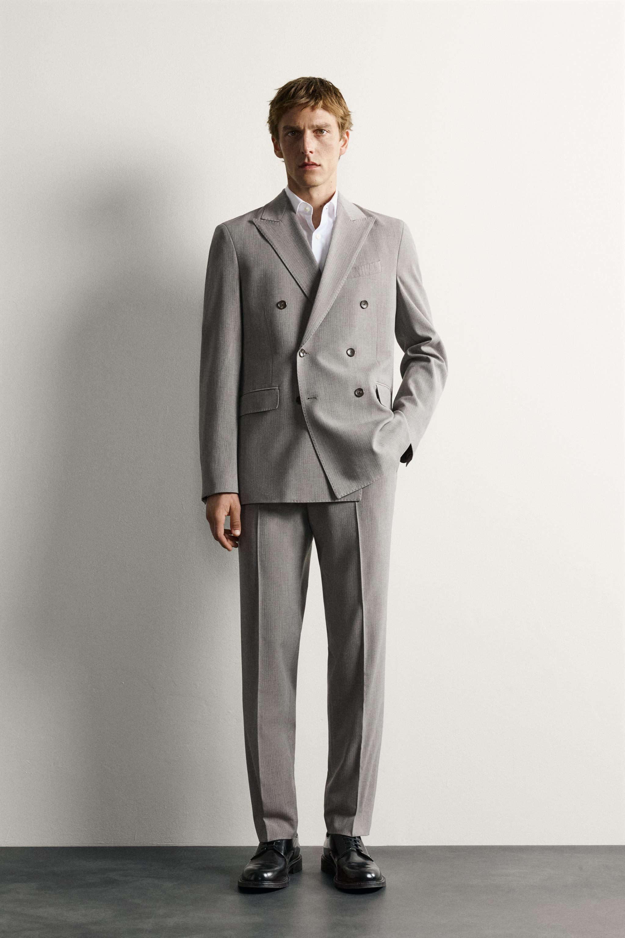 STRIPED DOUBLE BREASTED SUIT BLAZER